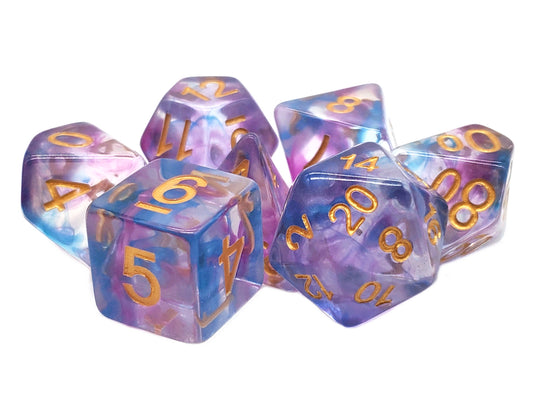 7 Piece DnD RPG Dice Set: Nebula - Purple & Blue