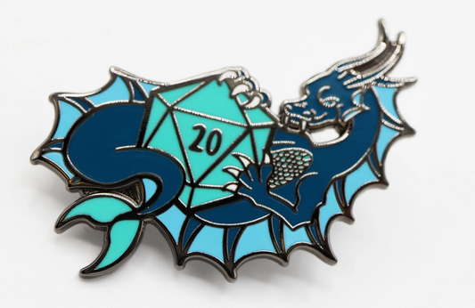 Dice Dragon Pin: Water