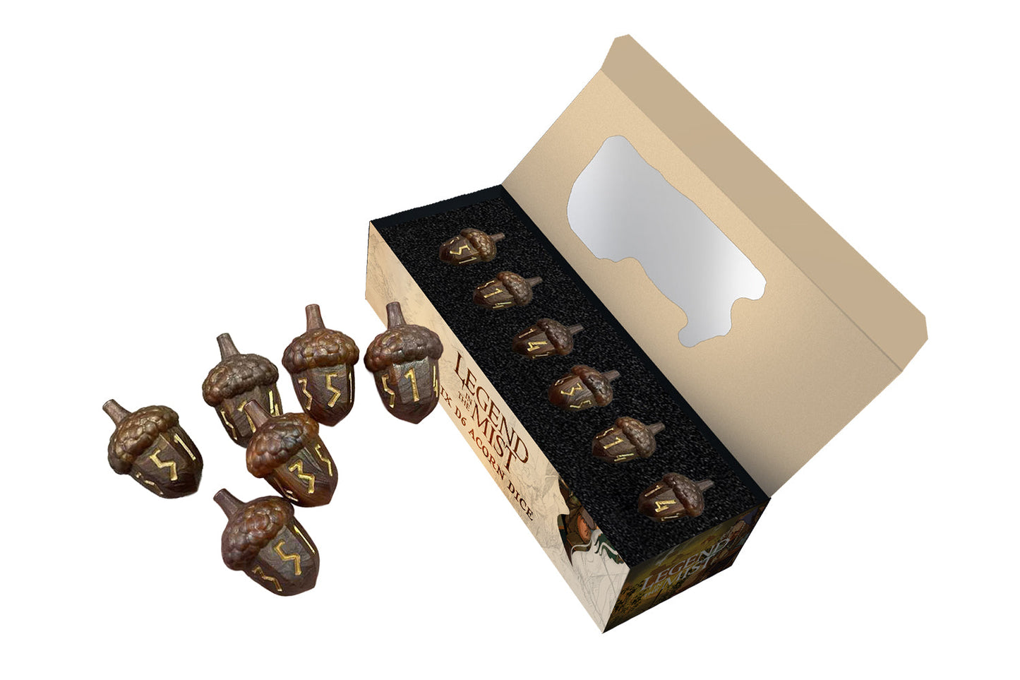 Legend in the Mist: Six D6 Acorn Dice