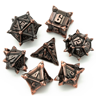 Foam Brain - Warrior's Flail: Copper - Metal RPG Dice Set
