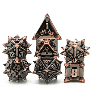 Foam Brain - Warrior's Flail: Copper - Metal RPG Dice Set