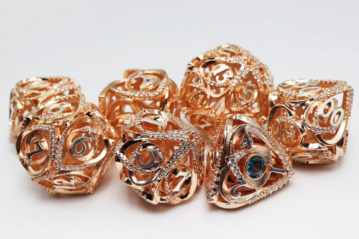 Foam Brain - Hollow Hearts: Jeweled Copper, Metal RPG Dice Set