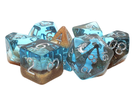 7 Piece DnD RPG Dice Set: Infused - Beach Party - Sunken Treasure