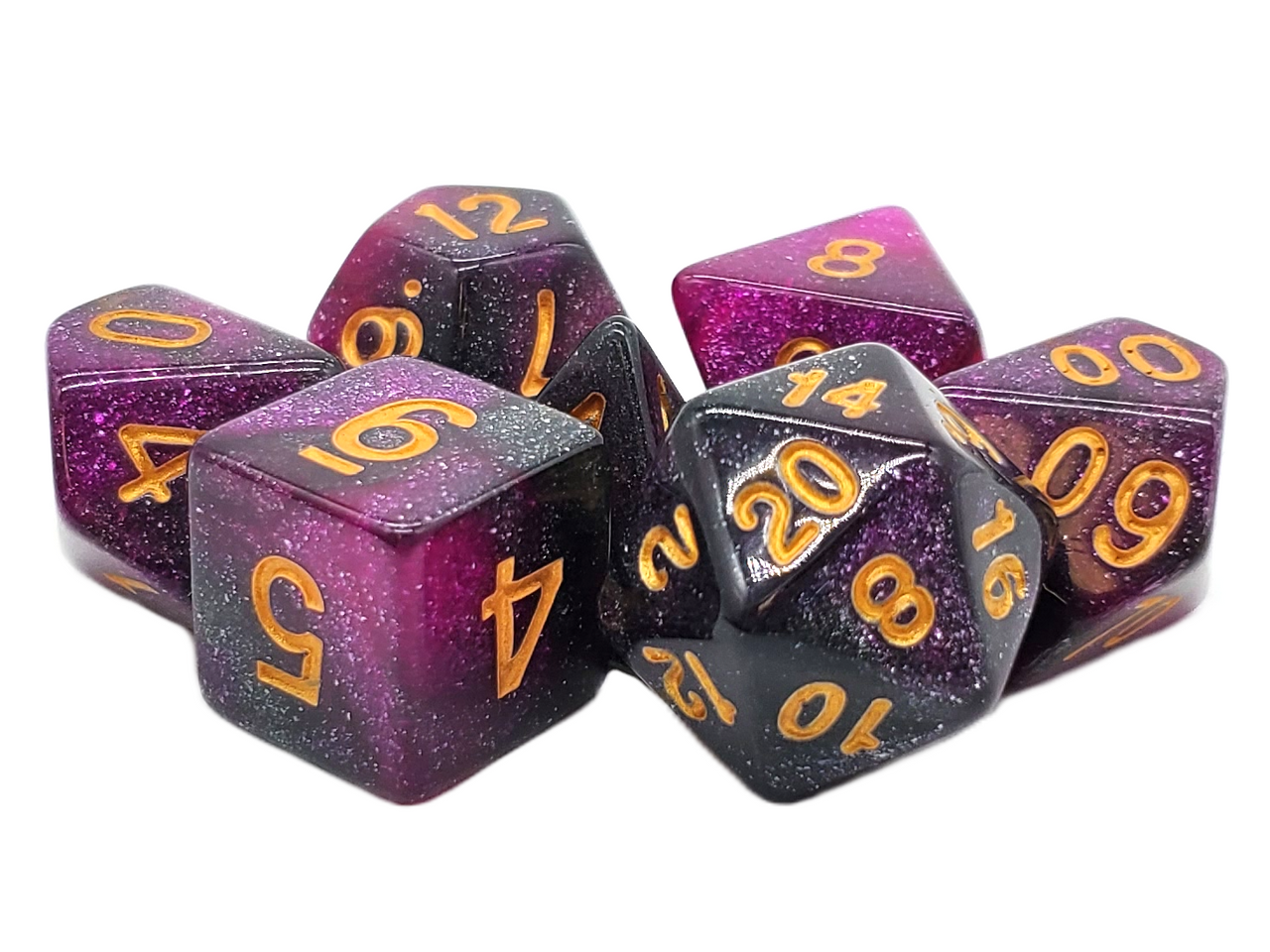 7 Piece DnD RPG Dice: Galaxy - Purple & Black