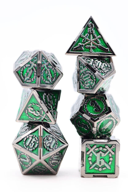 Foam Brain - Crossed Swords: Enchanted Forest Sword - Metal RPG Dice Set