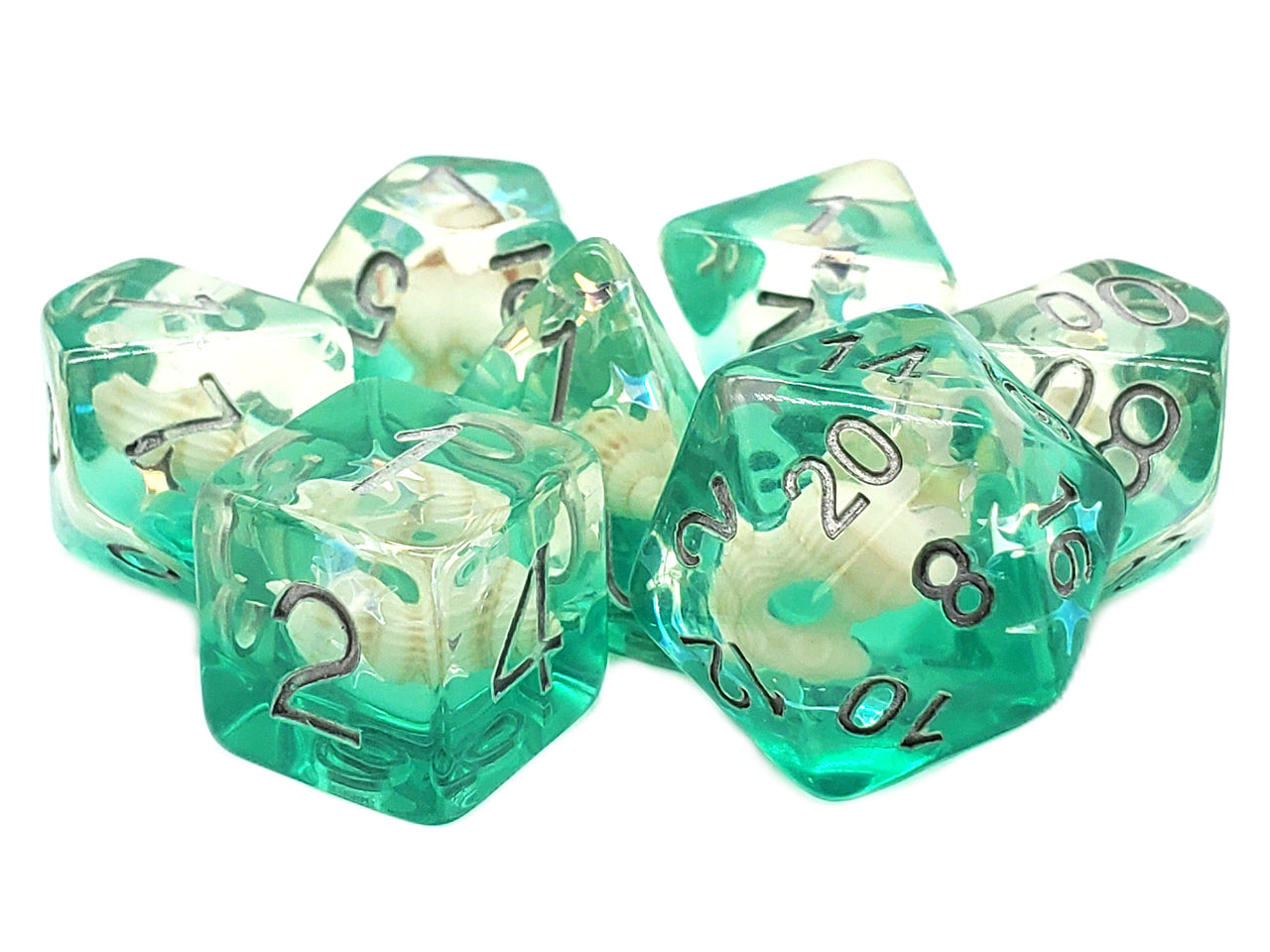 7 Piece DnD RPG Dice Set: Infused - Beach Party Aqua