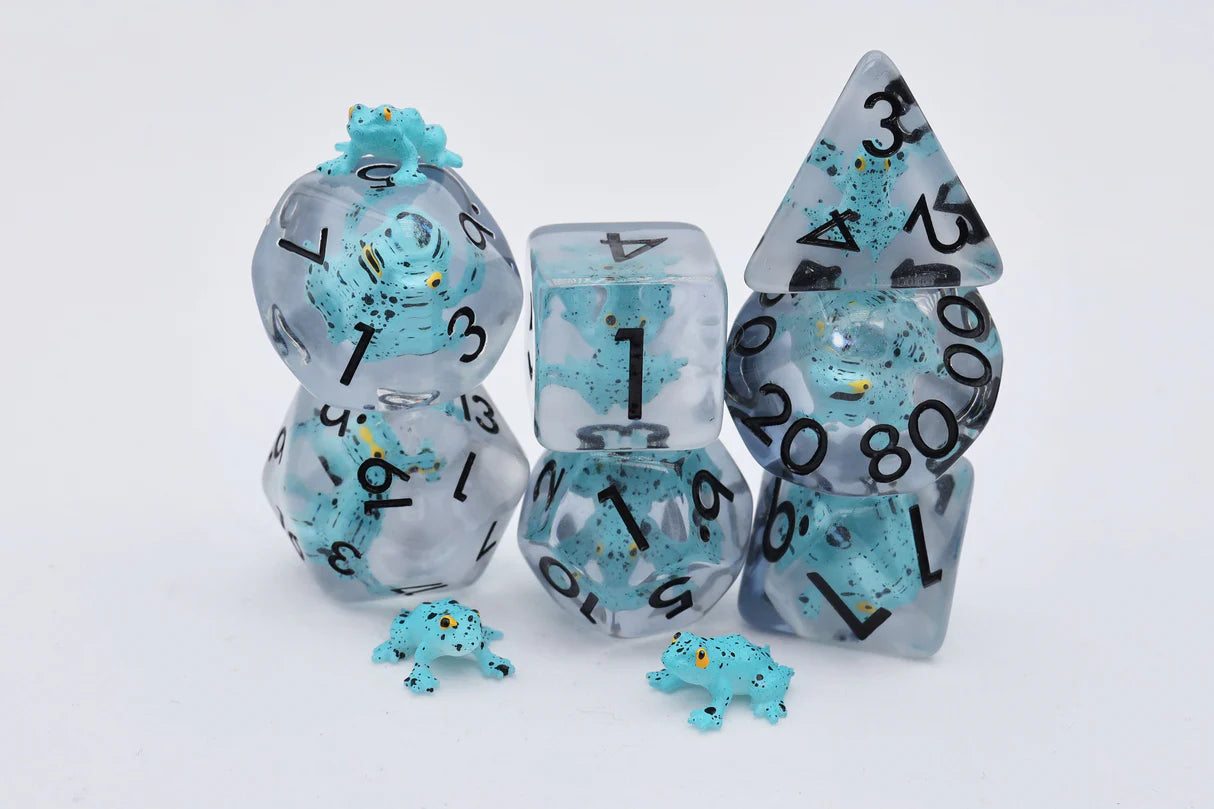 Foam Brain - Blue Poison Frog RPG Dice Set