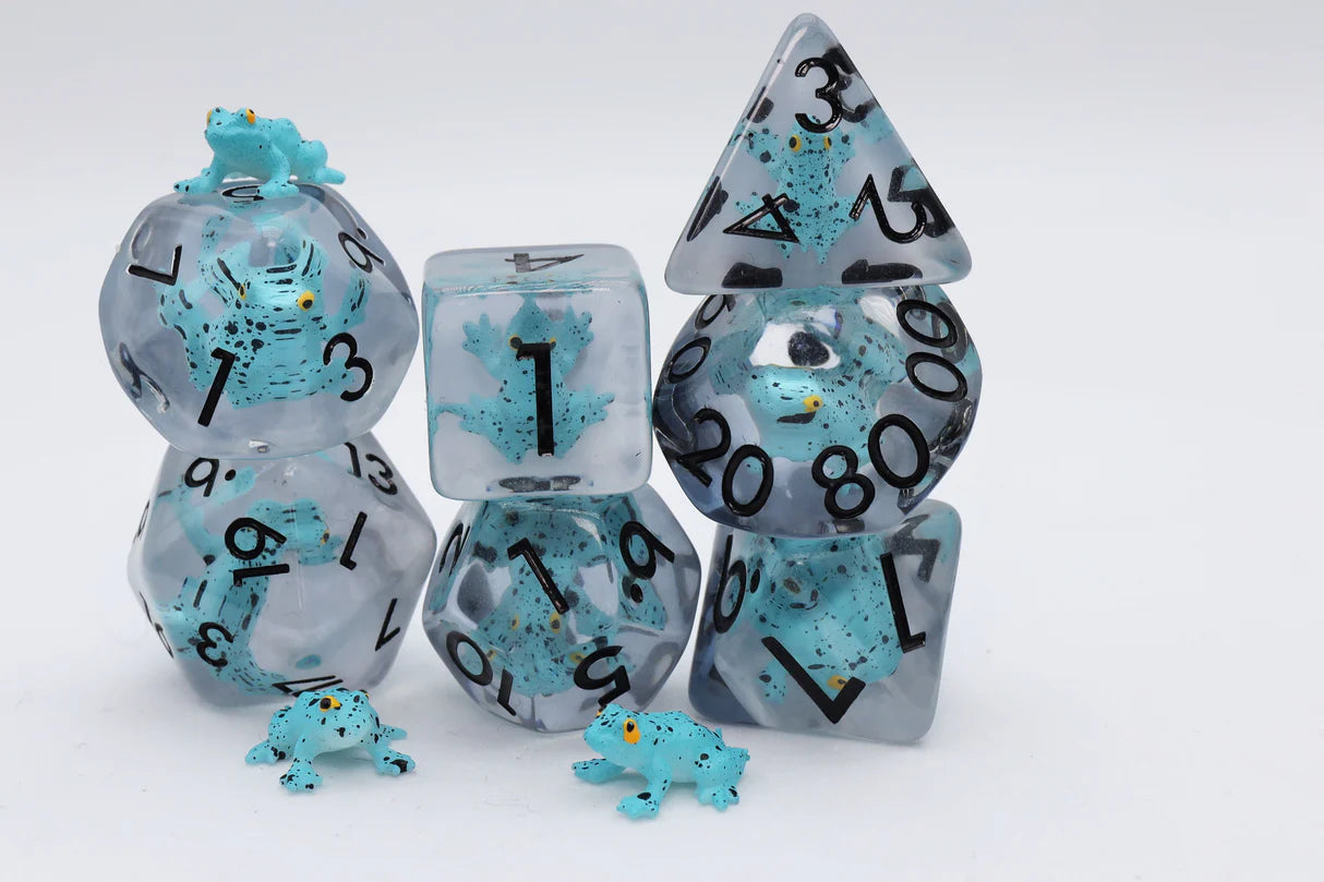 Foam Brain - Blue Poison Frog RPG Dice Set