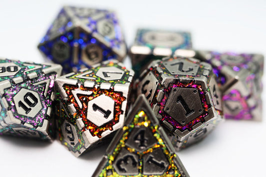 Foam Brain - Ornate Rainbow Frame - Metal RPG Dice Set