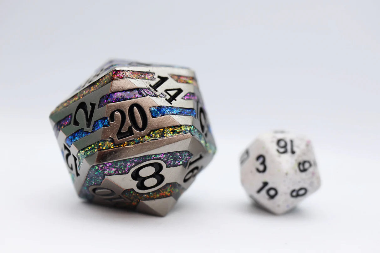 Foam Brain - Silver with Rainbow Mica, 35mm Metal D20