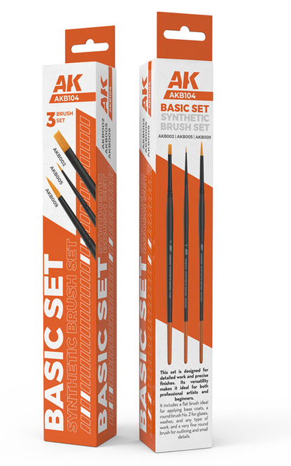 AK Interactive Basic Brushes Set (3 Brushes)