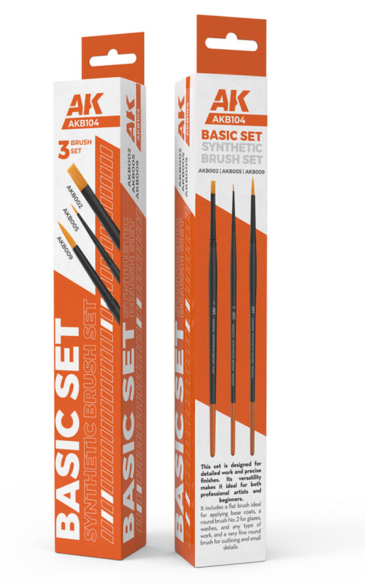 AK Interactive Basic Brushes Set (3 Brushes)