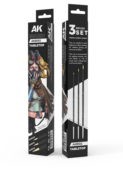 AK Interactive Tabletop Syntethic Brushes Set (3 Brushes)