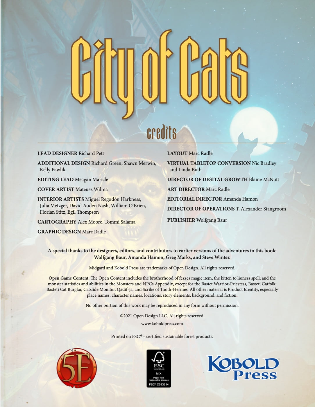 City of Cats: 5E Citybook and Adventure
