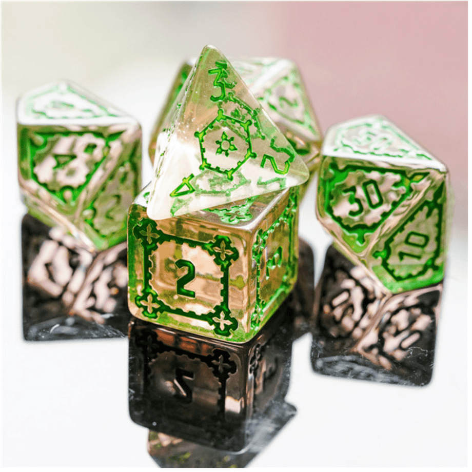 Foam Brain - Huge Fluorite Castle Dice Set - 25mm