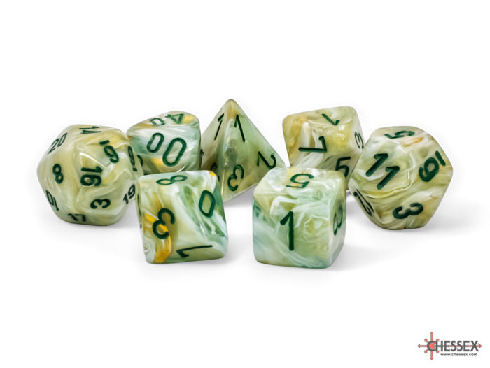 Chessex - Marble Green/Dark Green Mega-hedral 7-Die Set