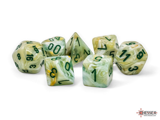 Chessex - Marble Green/Dark Green Mega-hedral 7-Die Set