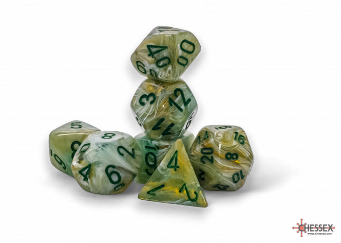 Chessex - Marble Green/Dark Green Mega-hedral 7-Die Set