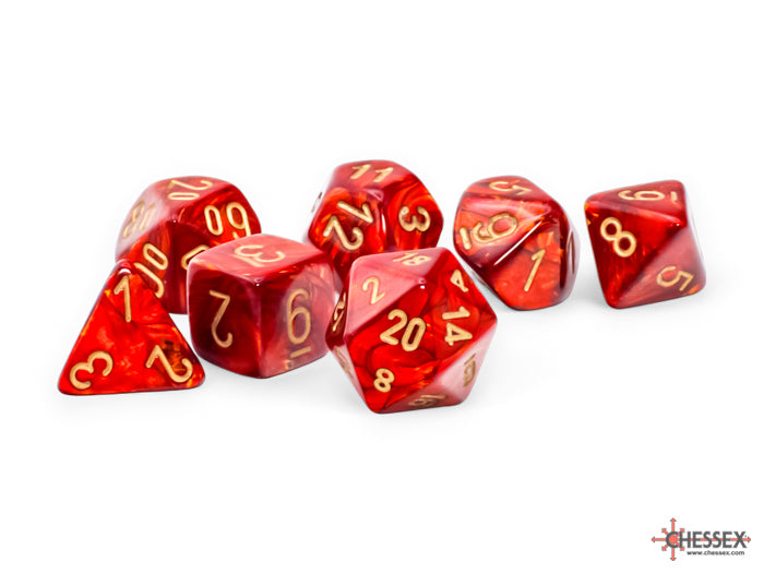 Chessex - Scarab Scarlet/Gold Mega-hedral 7-Die Set