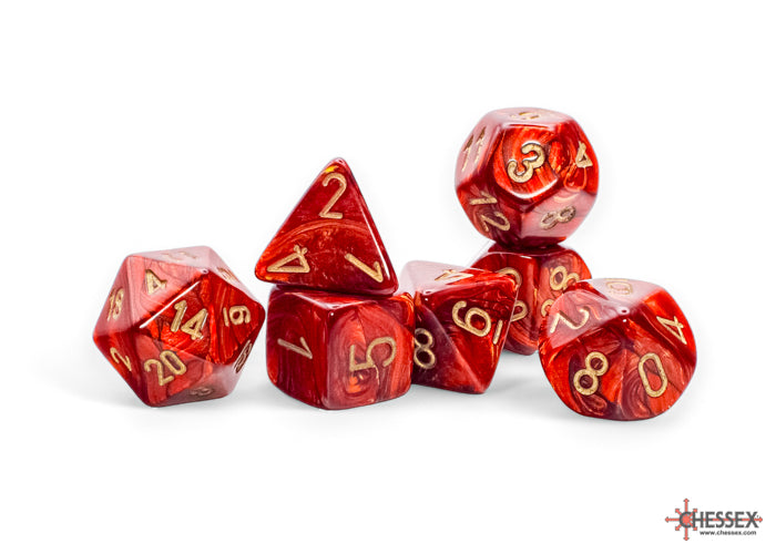 Chessex - Scarab Scarlet/Gold Mega-hedral 7-Die Set