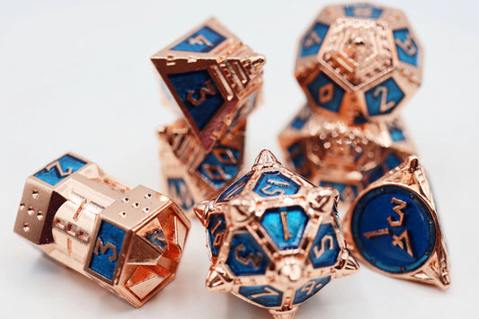 Foam Brain - Dice 51: Copper Lit Space - Metal RPG Dice Set