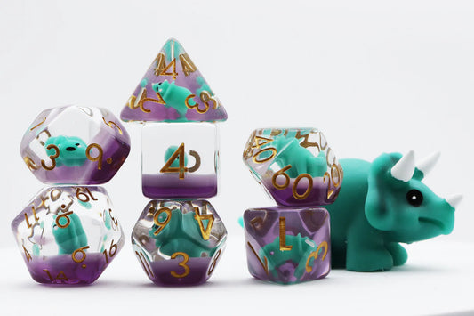 Foam Brain - Green Triceratops RPG Dice Set