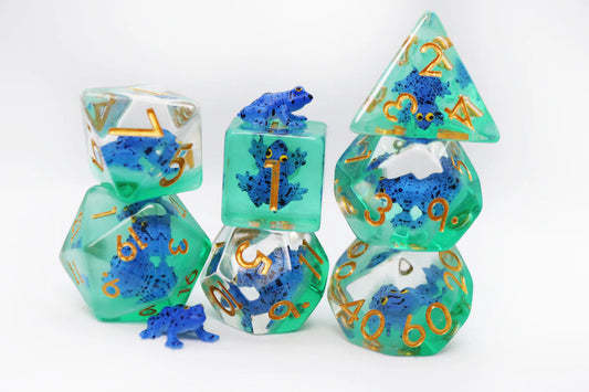 Foam Brain - Dark Blue Frog RPG Dice Set