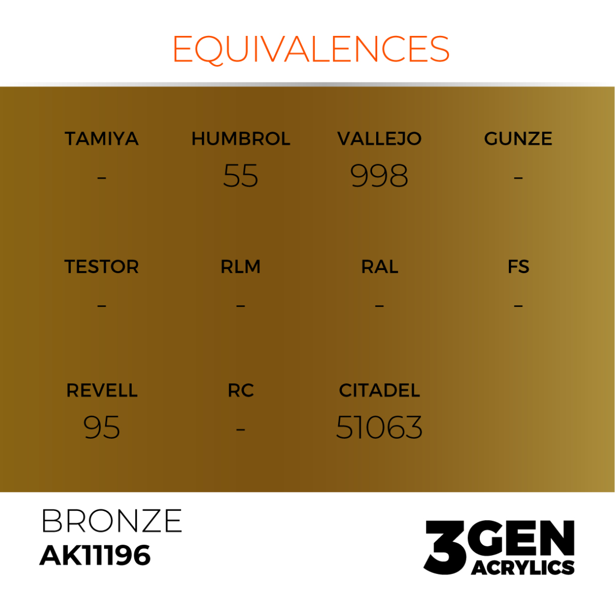 AK Interactive 3G Acrylic Paint: Bronze - Metallic