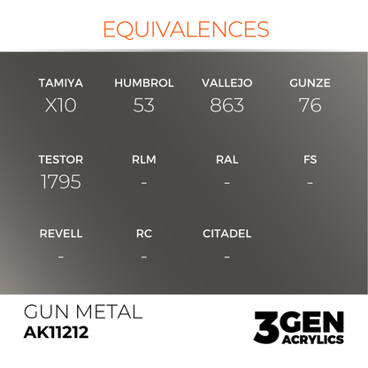 AK Interactive 3G Acrylic Paint: Gun Metal - Metallic
