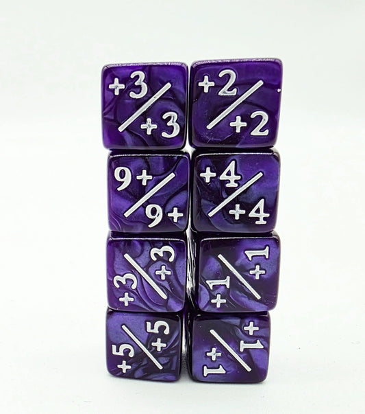 Foam Brain - +1/+1 PEARL PURPLE COUNTERS FOR MAGIC - SET OF 8
