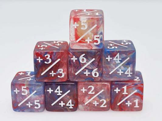 Foam Brain - +1/+1 PRIMARY COLORED MARBLE COUNTERS FOR MAGIC - SET OF 8