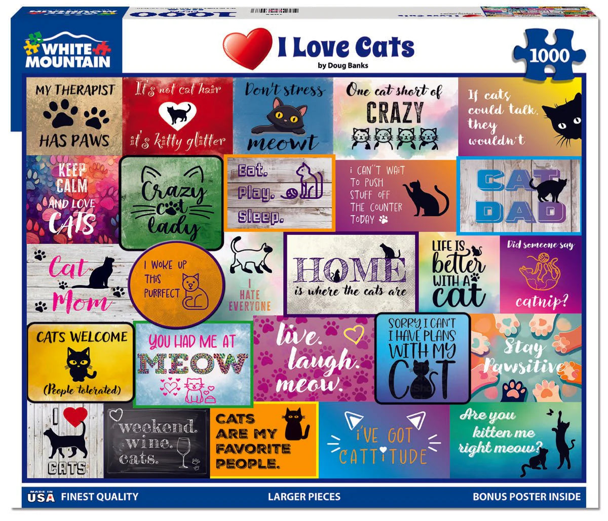 White Mountain - I Love Cats 1000 Piece Puzzle