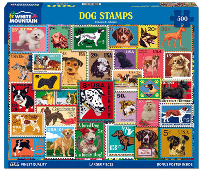 White Mountain - Dog Stamps 500 Piece Puzzle