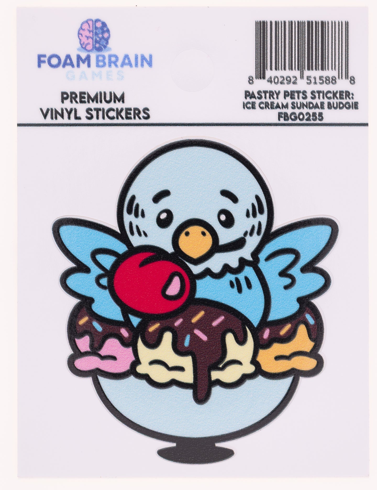 PASTRY PETS STICKER: ICE CREAM SUNDAY BUDGIE