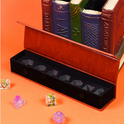 MAGNETIC DICE VAULT - BROWN LEATHERETTE