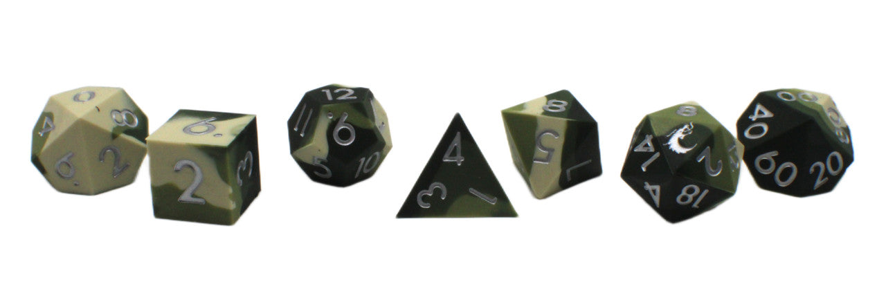 Old School Dice: Silicone 7-Piece Sets - Camoflage