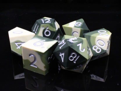 Old School Dice: Silicone 7-Piece Sets - Camoflage