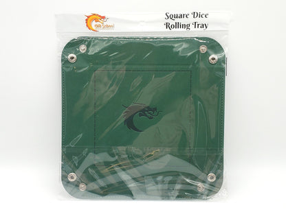 Old School Dice: Square Rolling Tray - Dark Green