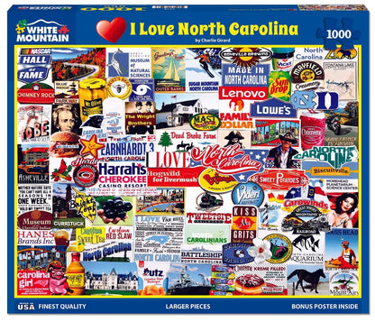 White Mountain Puzzles - I Love North Carolina