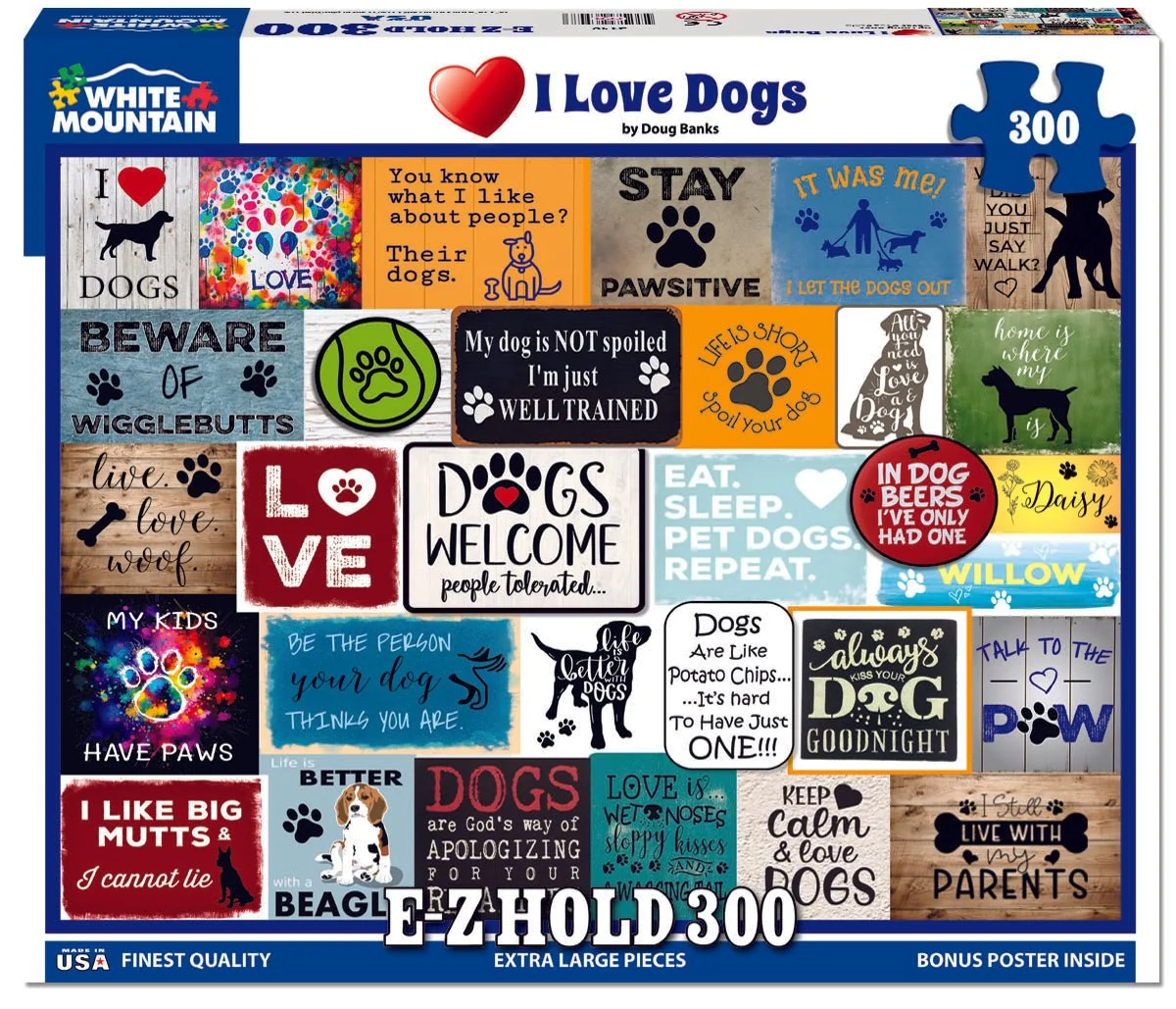 White Mountain Puzzles - I Love Dogs (E-Z Hold)