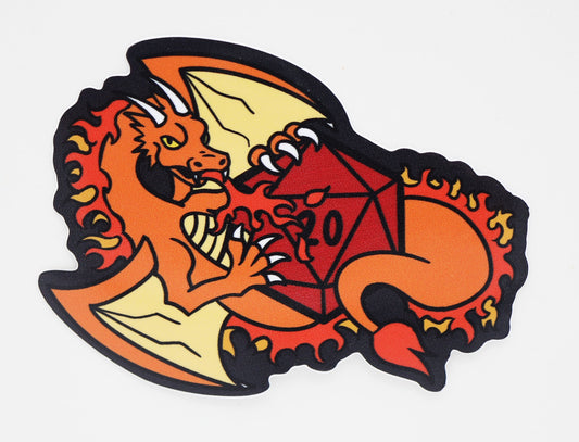 DICE DRAGON STICKER - FIRE