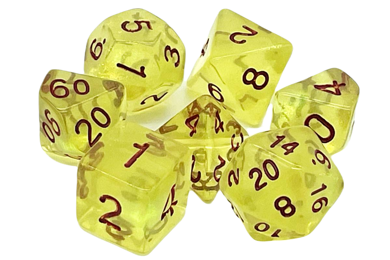 7 Piece DnD RPG Dice Set: Galaxy - Yellow Shimmer