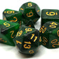 7 Piece DnD RPG Dice Set: Galaxy - Green & Black