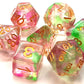 7 Piece DnD RPG Dice Set: Nebula - Rose Red & Green