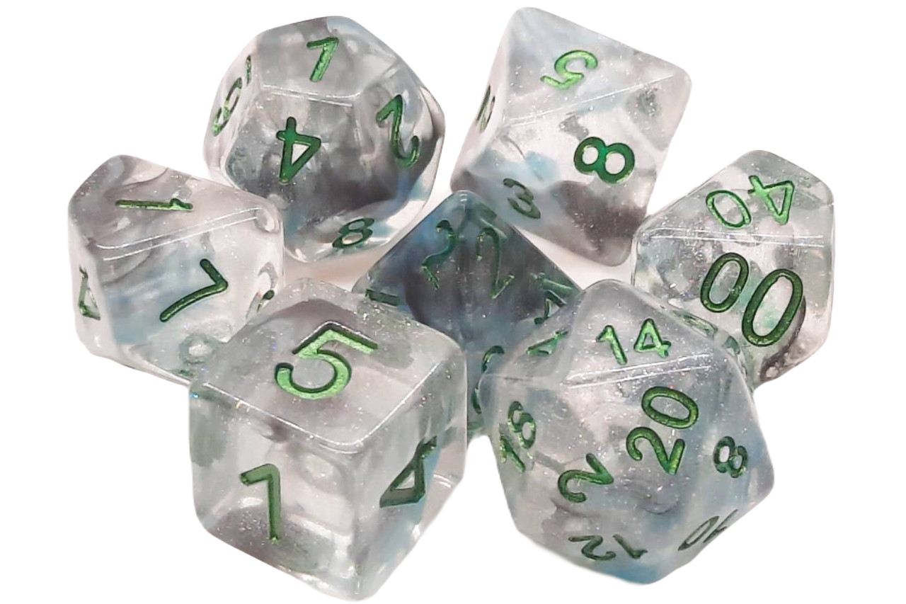 7 Piece DnD RPG Dice Set: Luminous - Blue Moon