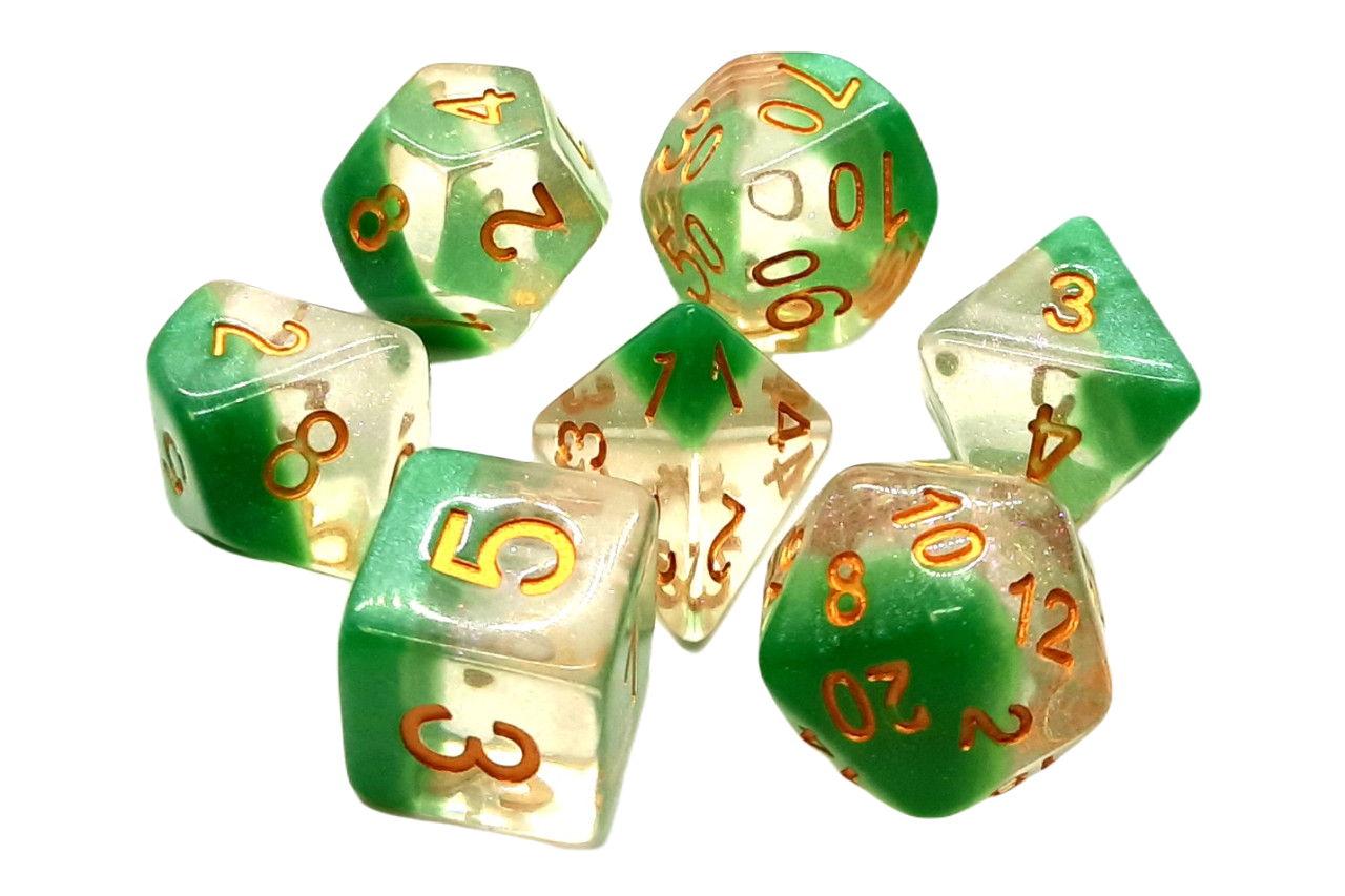 7 Piece DnD RPG Dice Set: Luminous - Morning Mist