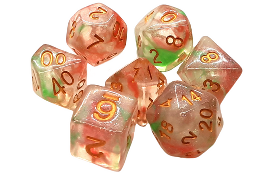 7 Piece DnD RPG Dice Set: Luminous - Rose Garden