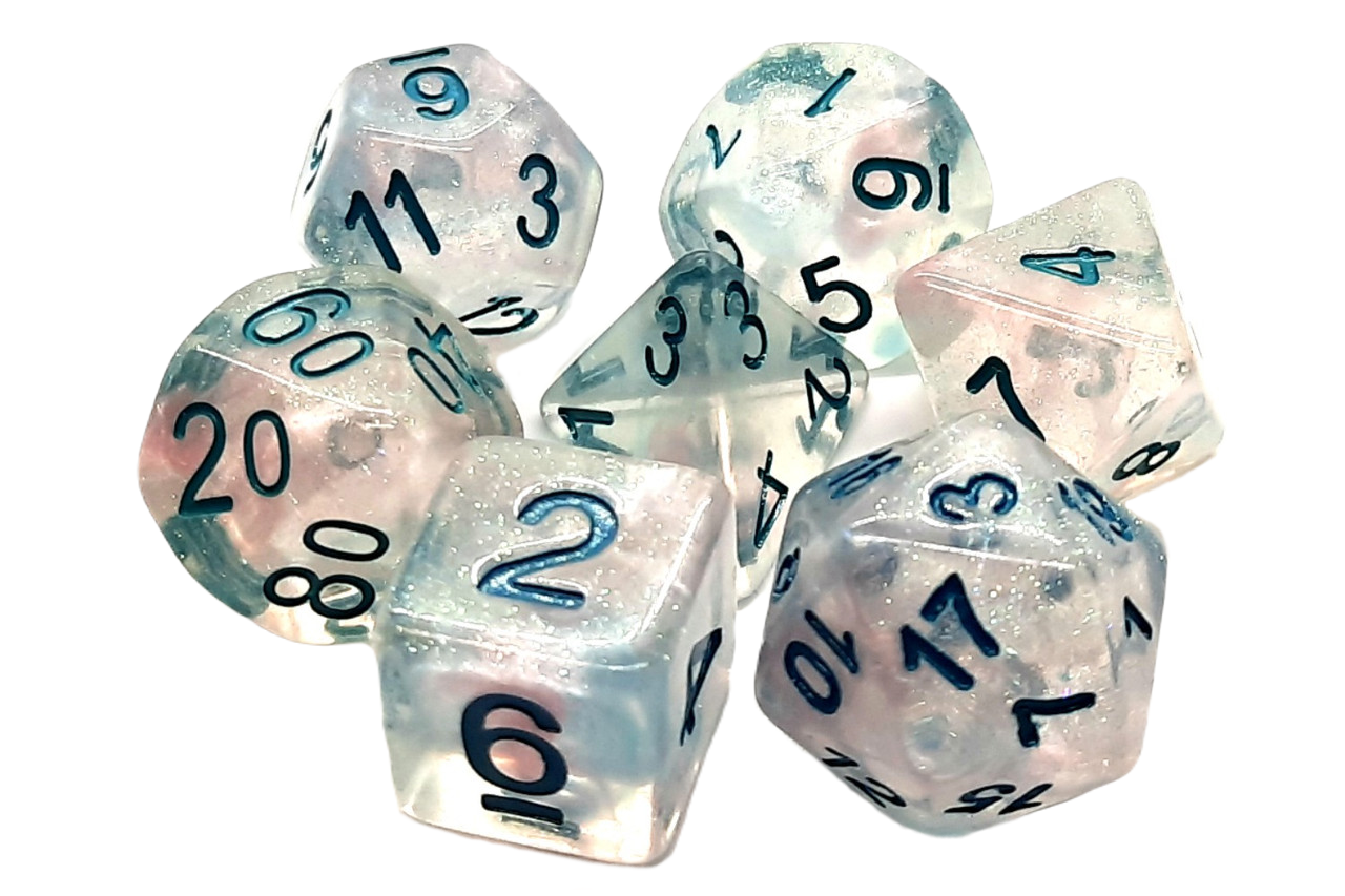 7 Piece DnD RPG Dice Set: Luminous - Blue Winter