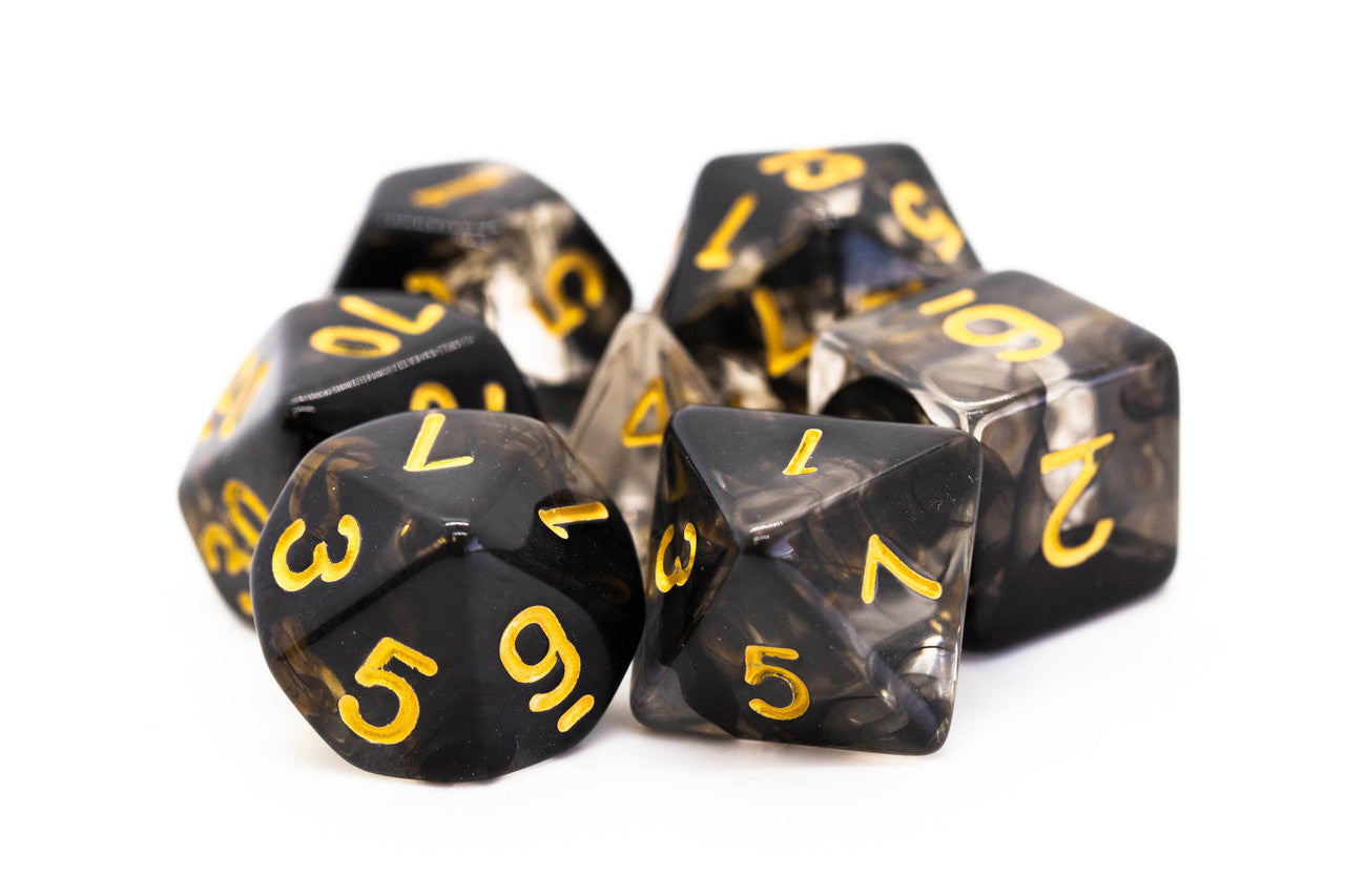 7 Piece DnD RPG Dice Set: Nebula - Black