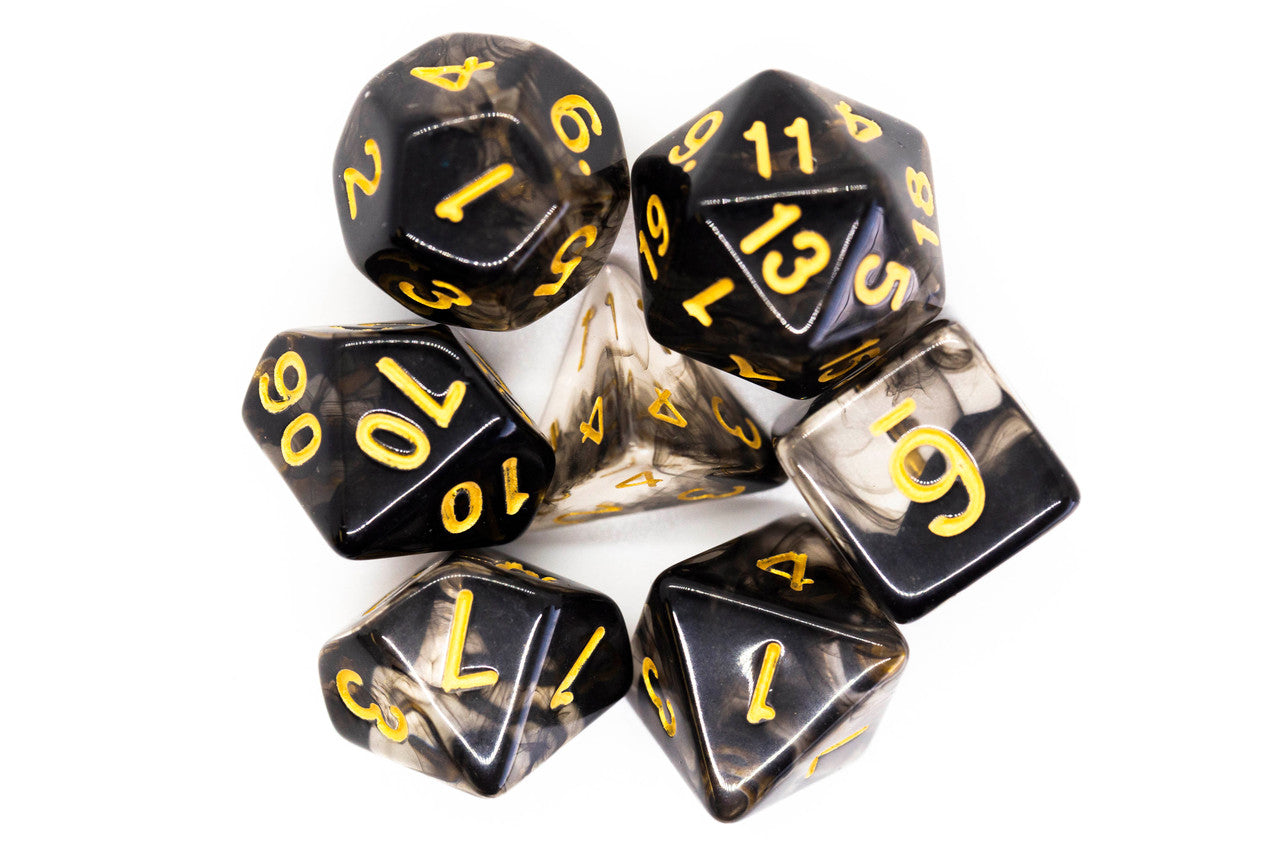 7 Piece DnD RPG Dice Set: Nebula - Black